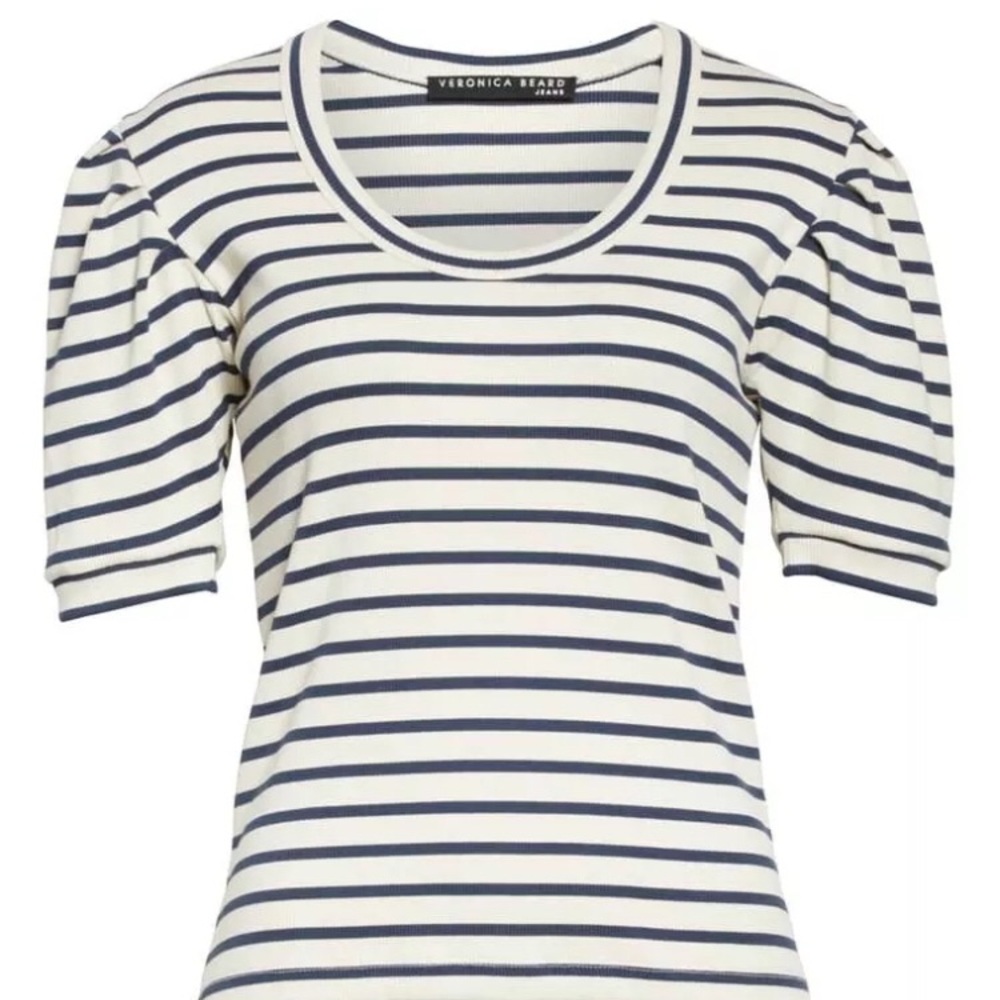 Veronica Beard Ivory striped fleta top